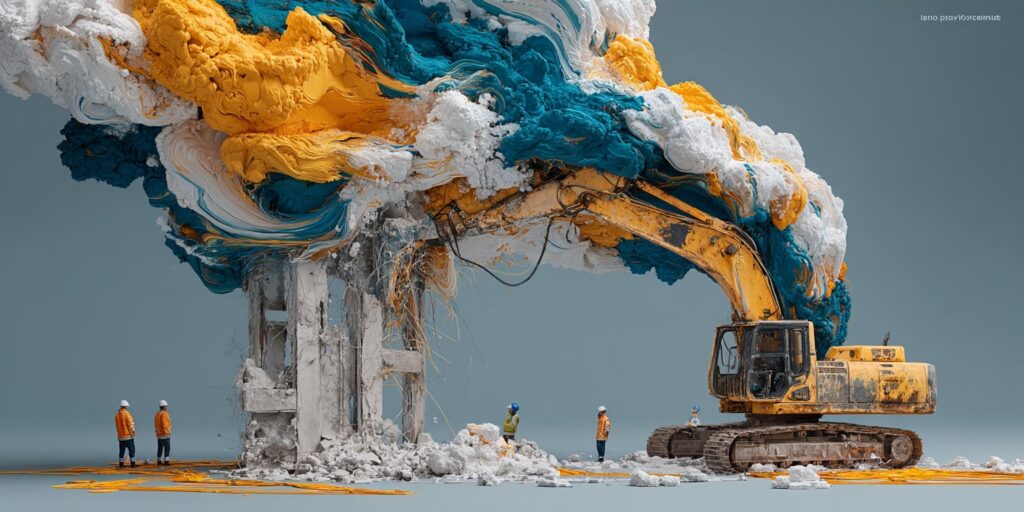 Pelle mécanique haute portée en démolition