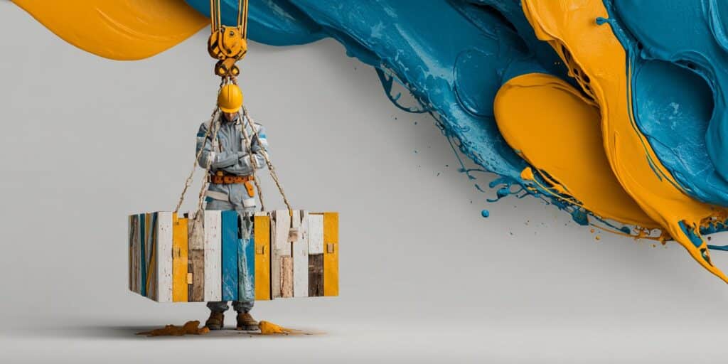 Pose d’une poutre en bois sur une charpente