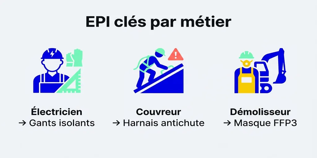 EPI spécifiques par métier BTP : électricien, couvreur, démolisseur