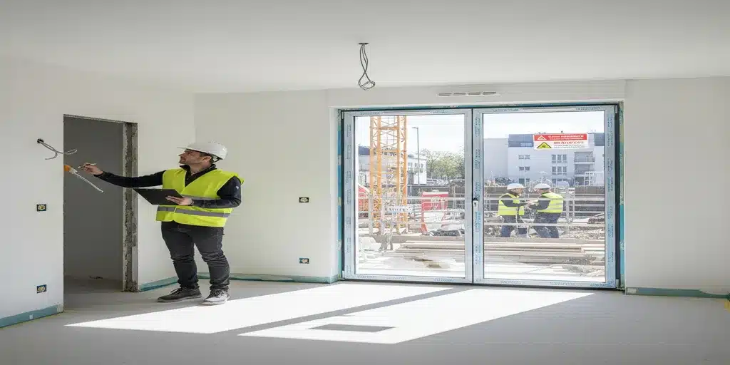 Conducteur de travaux vérifiant la reprise des réserves dans un appartement neuf