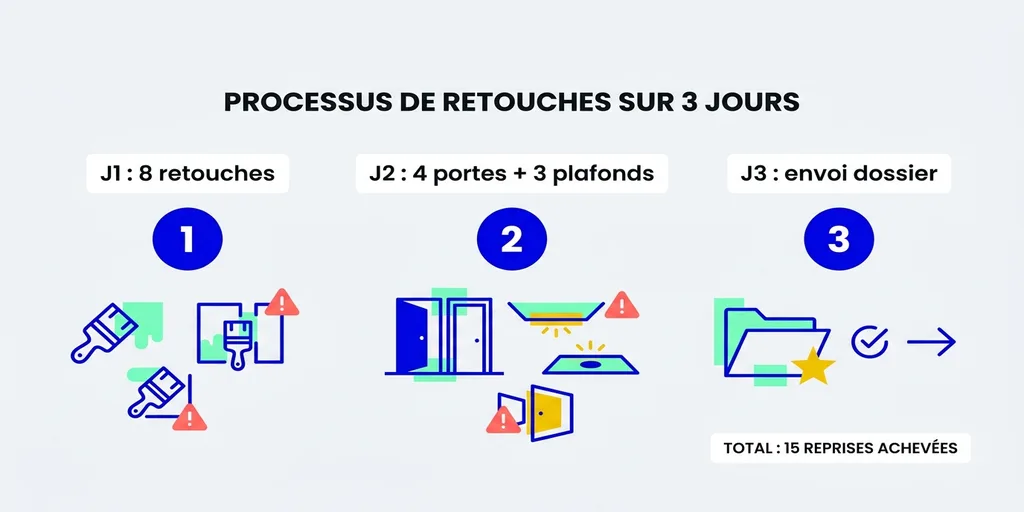 Exemple terrain : 15 reprises organisées en 3 jours