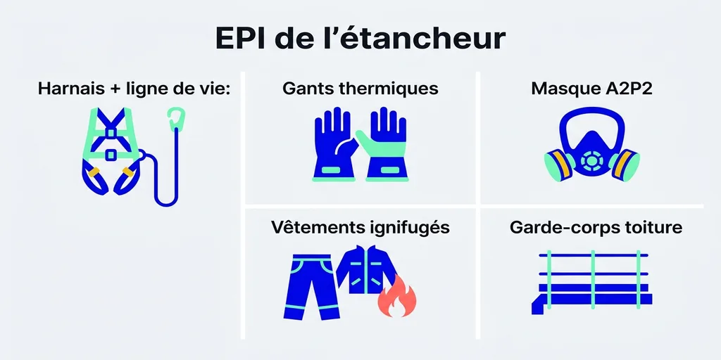 Les EPI obligatoires de l'étancheur sur toiture-terrasse