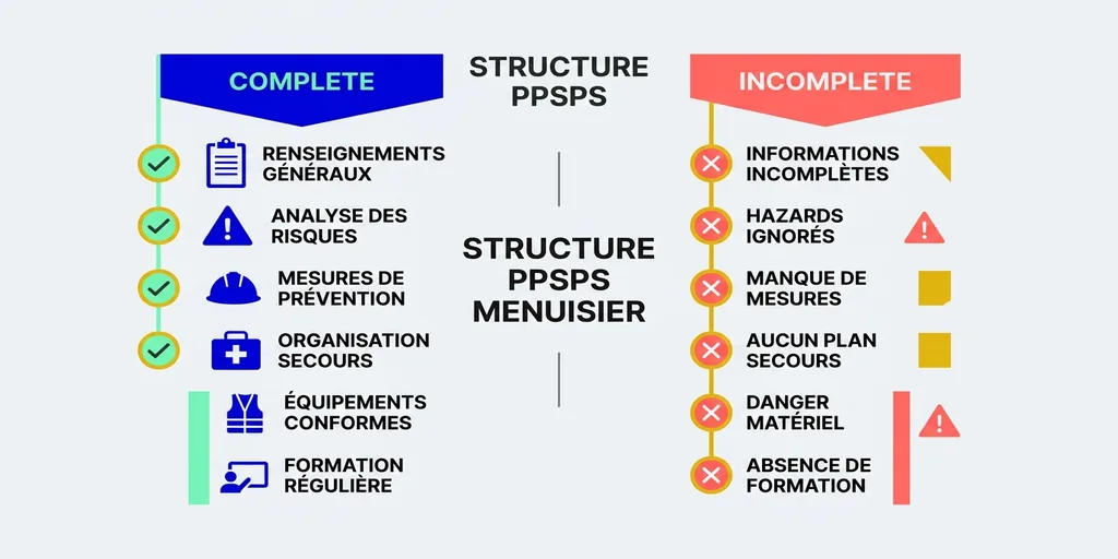 Les 4 rubriques du PPSPS menuiserie
