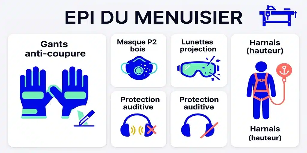 Les EPI obligatoires du menuisier sur chantier BTP